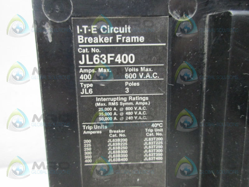 ITE JL63F400 400A CIRCUIT BREAKER NSNP