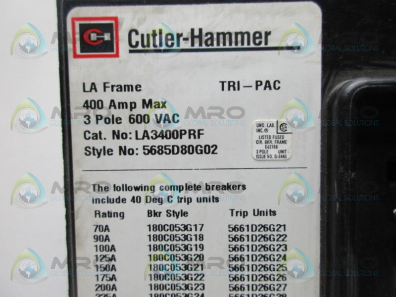 CUTLER HAMMER LA3250PR 250A CIRCUIT BREAKER NSNP