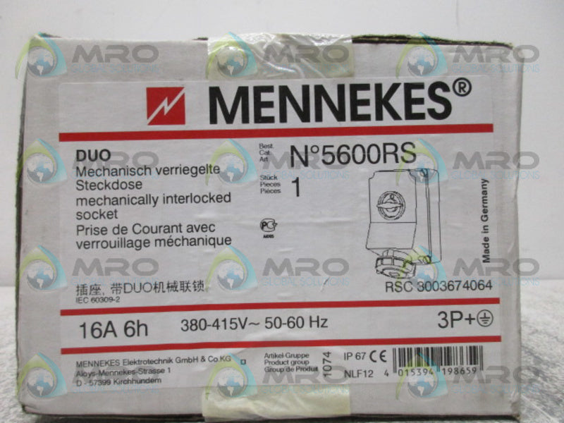 MENNEKES 5600RS SWITCHABLE INTERLOCK SOCKET NSFS