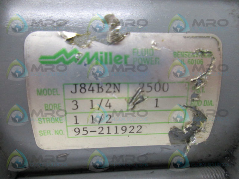 MILLER J84B2N BORE 3 1/4 STROKE 1 1/2 CYLINDER (AS PICTURED) UNMP