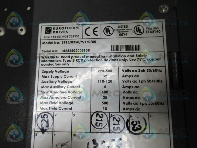 EUROTHERM 591S/0350/9/1/0/00 DRIVE UNMP