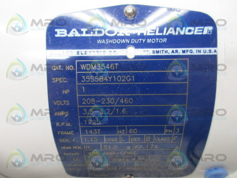 BALDOR WDM3546T 1HP 1725RPM WASHDOWN DUTY MOTOR NSMP