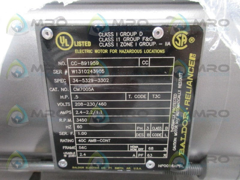 BALDOR CM7005A .5HP 3450RPM NSMP
