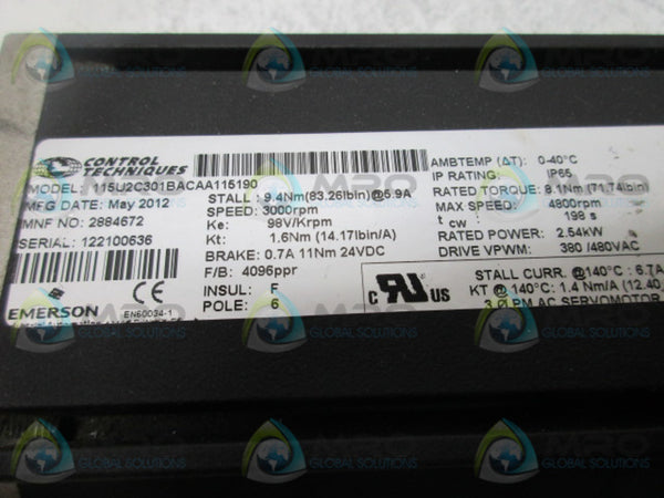 CONTROL TECHNIQUES 115U2C301BACAA115190 SERVO MOTOR UNMP