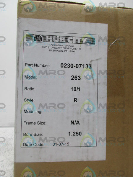 HUB CITY 0230-07133 263 RATIO 10:1 GEAR REDUCER NSFS