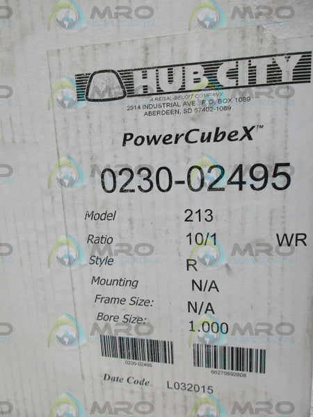 HUB CITY 0230-02495 213 RATIO 10:1 GEAR REDUCER NSFS