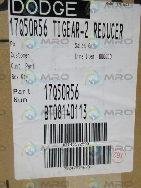 DODGE 17Q50R56 RATIO 50:1 GEAR REDUCER NSFS