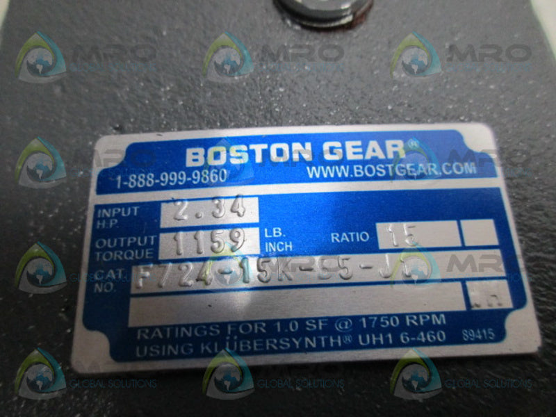 BOSTON GEAR F724-15K-B5-J1 SPEED REDUCER RATIO 15:1 NSMP