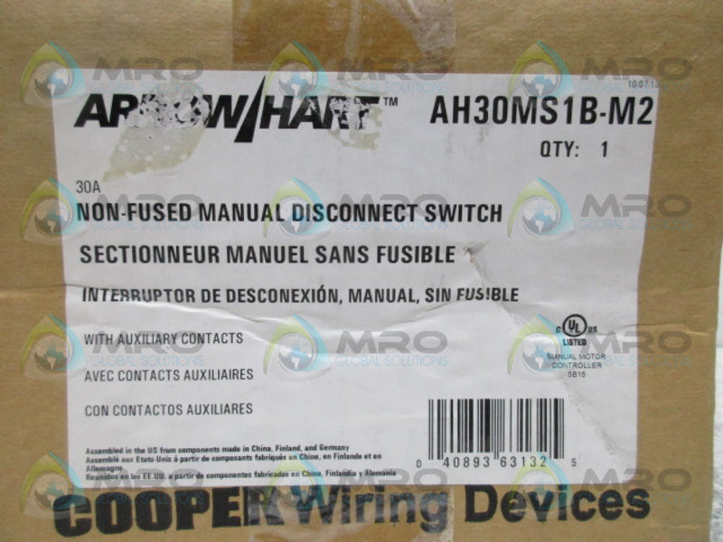 ARROWHART AH30MS1B-M2 DISCONNECT SWITCH FATORY SEALED