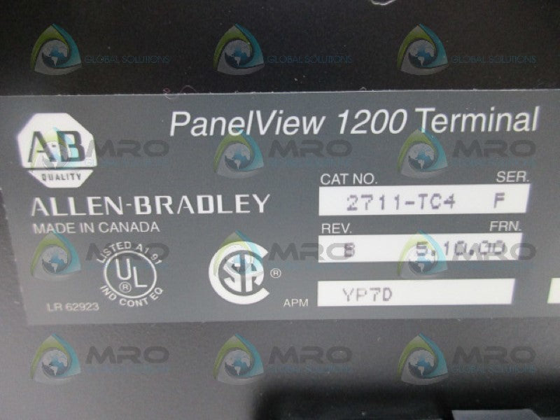 ALLEN BRADLEY PANELVIEW 1200 2711-TC4 SER F FRN 5.10.00 INTERFACE NSMP