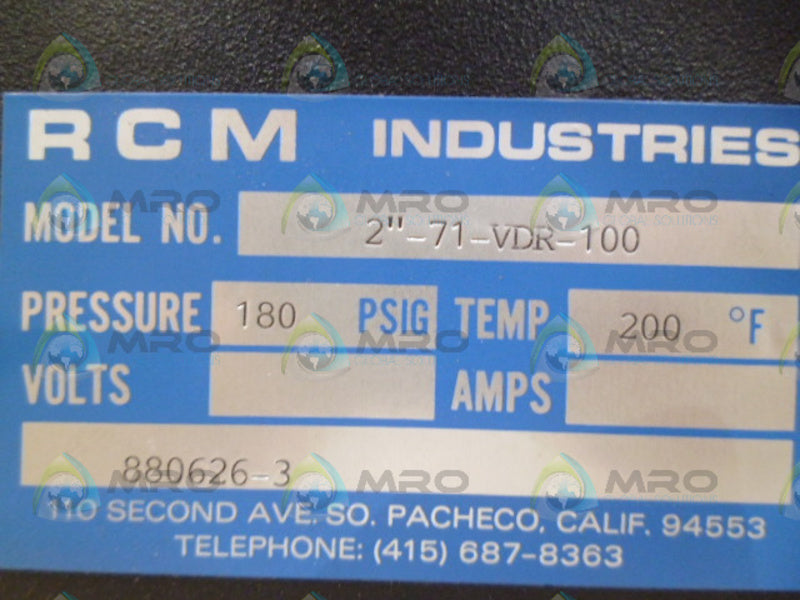 RCM 2"-71-VDR-100 FLOW METER NSNP