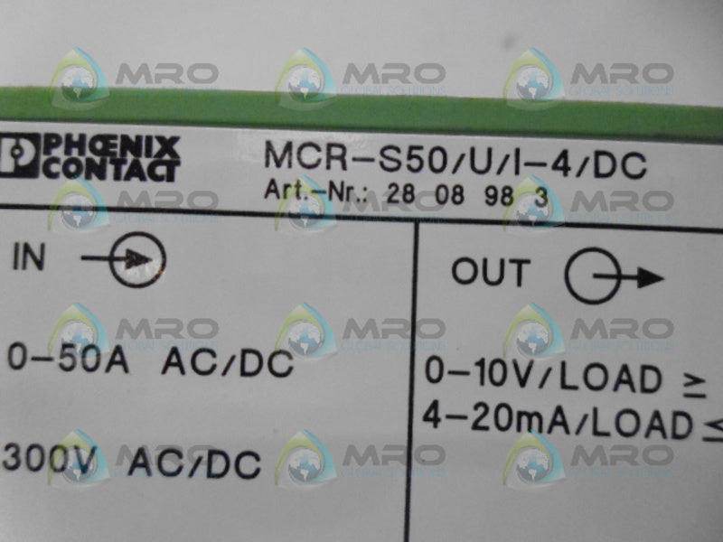 PHOENIX CONTACT MCR-S50/U/1-4/DC CURRENT TRANSFORMER NSMP