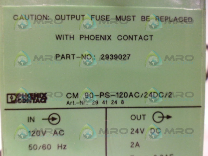 PHOENIX CONTACT 2939027 POWER SUPPLY (AS PICTURED) UNMP