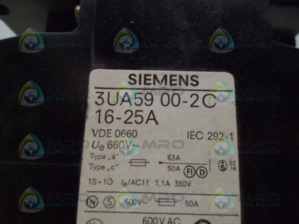SIEMENS 3UA5900-2C OVERLOAD RELAY 16-25A UNMP