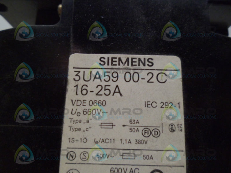 SIEMENS 3UA5900-2C OVERLOAD RELAY 16-25A UNMP