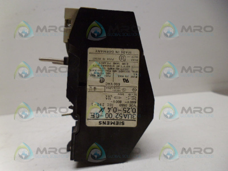 SIEMENS 3UA5200-0E OVERLOAD RELAY UNMP