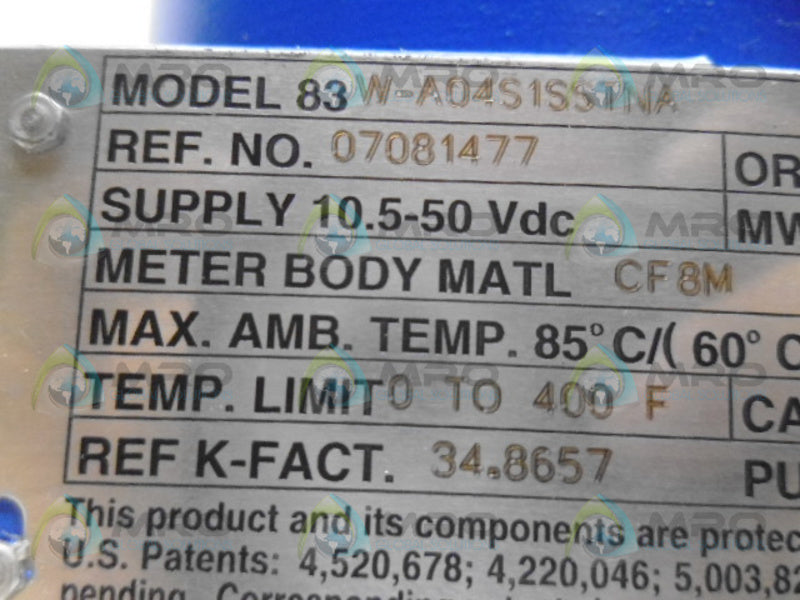 FOXBORO 83W-A04S1SSTNA VORTEX FLOW METER NSNP