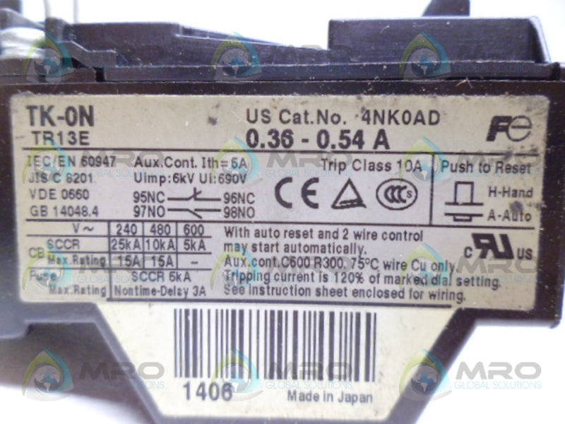 FUJI 4NK0AD OVERLOAD RELAY UNMP