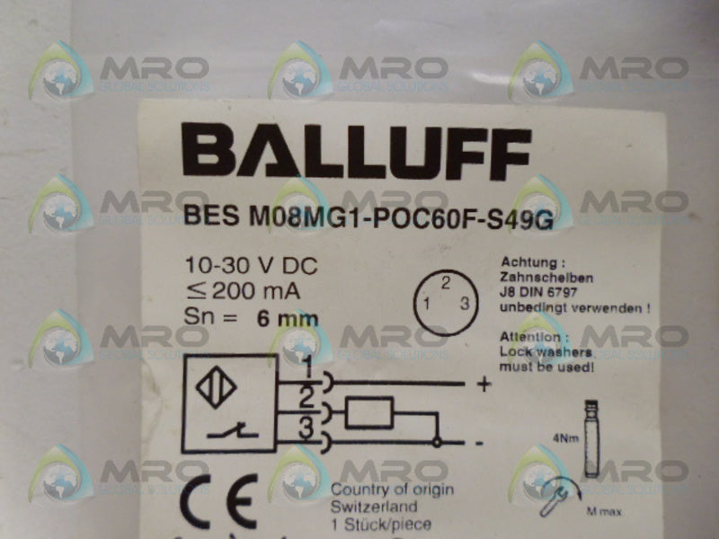 BALLUFF BESM08MG1-POC60F-S49G INDUCTIVE SENSOR NSMP