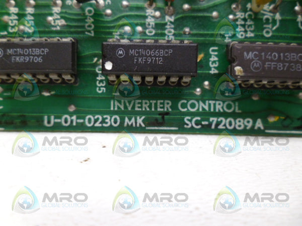 AJAX MAGNETHERMIC 72089A02 U-01-0230MK-J INVERTER CONTROL BOARD UNMP