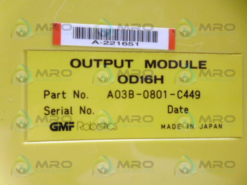 FANUC A03B-0801-C449 OUTPUT MODULE UNMP