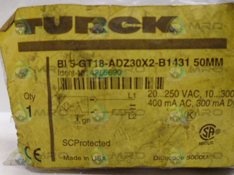 TURCK BI5-GT18-ADZ30X2-B1431 50MM PROXIMITY SENSOR NSMP