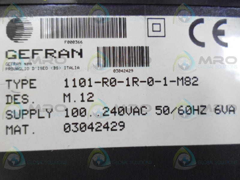 GEFRAN 1101-R0-1R-0-1-M82 TEMPERATURE CONTROL NSNP