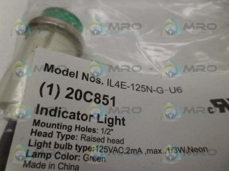 GRAINGER 20C851 GREEN INDICATOR LIGHT NSMP