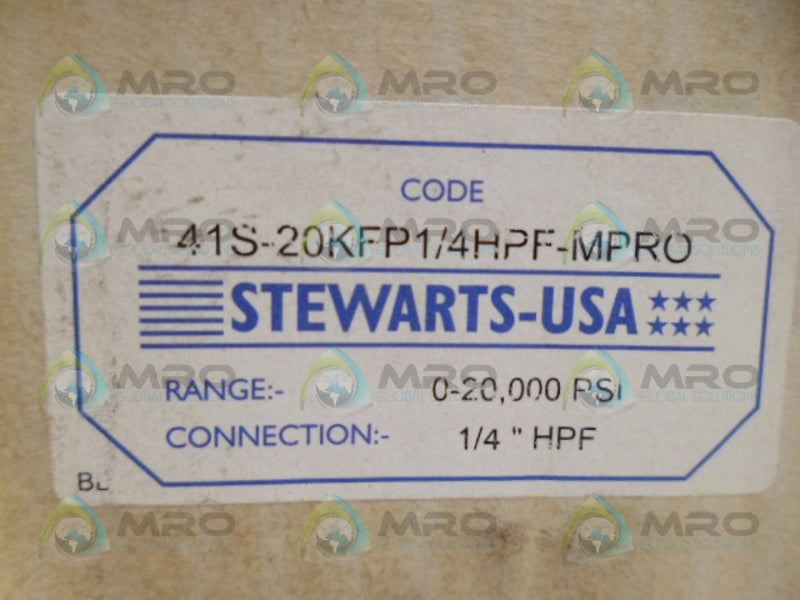 STEWARTS 41S-20KFP/4PF-MPRO GUAGE 20000PSI NSMP