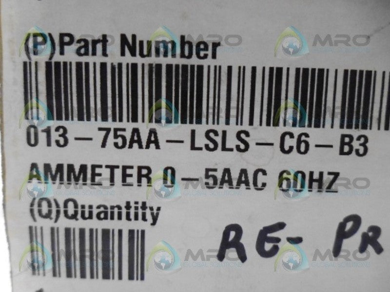 CROMPTON 013-75AA-LSLS-C6-B3 PANEL METER 5ACA NSMP