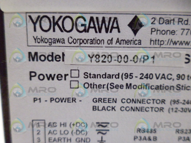 YOKOGAWA Y820-00-0P1 DIGITAL METER 0-480 NSMP