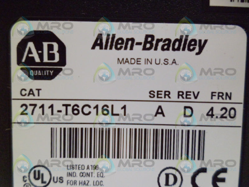 INDUSTRIAL SPARE PART 2711-R6C16L1 SER. A PANELVIEW FRN 4.20 NSNP