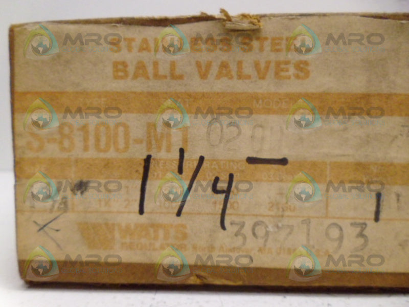 WATTS S-8100-M1 BALL VALVE 1-1/4 NSMP