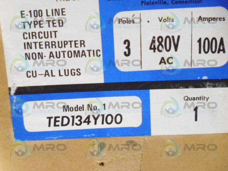 GENERAL ELECTRIC TED134Y100 CIRCUIT BREAKER NSMP