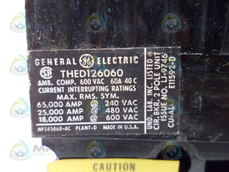 GENERAL ELECTRIC THED126060 CIRCUIT BREAKER NSNP