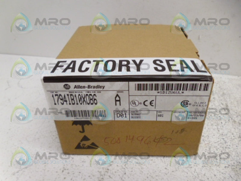 ALLEN BRADLEY 1794-IB10XOB6 SER. A I/O MODULE 10/13/99 NSFS