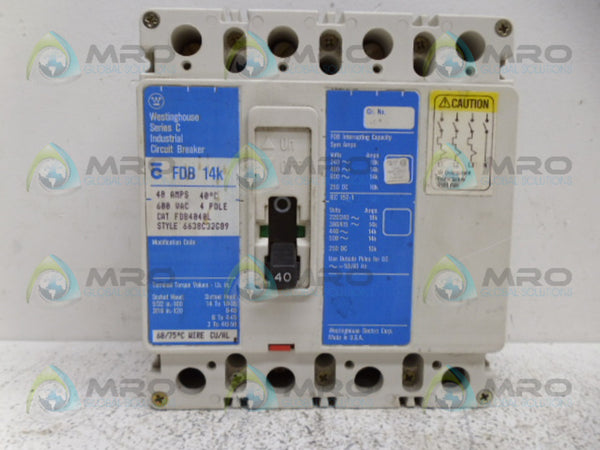 WESTINGHOUSE FDB4040L CIRCUIT BREAKER NSNP
