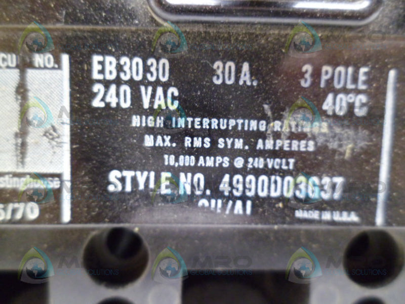 WESTINGHOUSE EB3030 CIRCUIT BREAKER UNMP