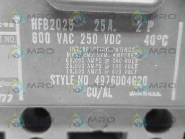 WESTINGHOUSE HFB2025 CIRCUIT BREAKER NSNP
