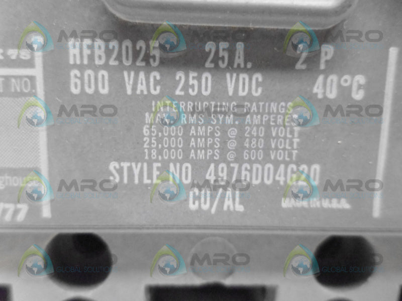 WESTINGHOUSE HFB2025 CIRCUIT BREAKER NSNP