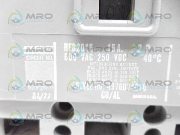 CUTLER HAMMER HFB2015 CIRCUIT BREAKER NSMP
