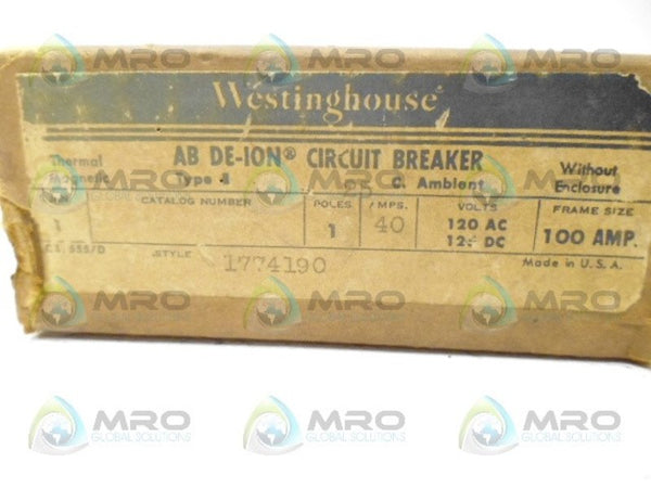 WESTINGHOUSE 1774190 CIRCUIT BREAKER 1P 100A NSMP