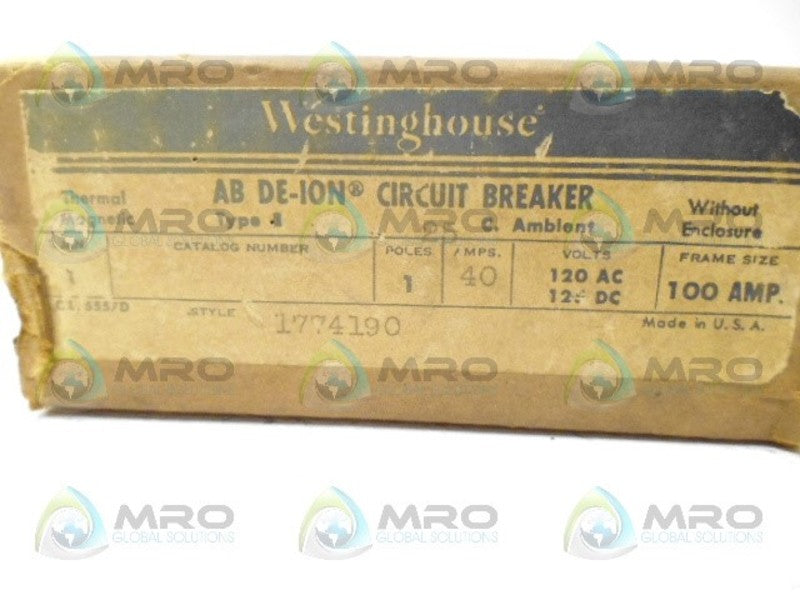 WESTINGHOUSE 1774190 CIRCUIT BREAKER 1P 100A NSMP