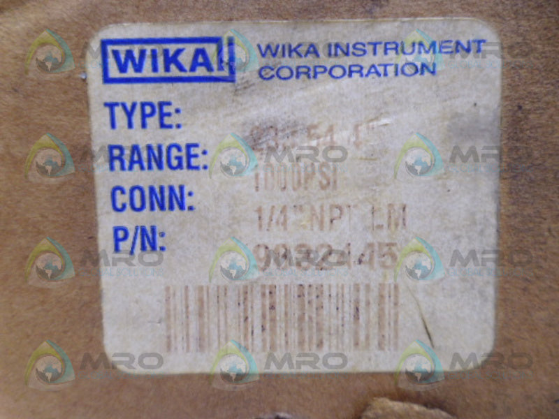 WIKA 9832445 PRESSURE GAUGE 1000PSI NSMP
