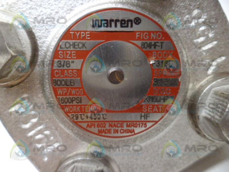 WARREN 804HF-T CHECK VALVE NSNP