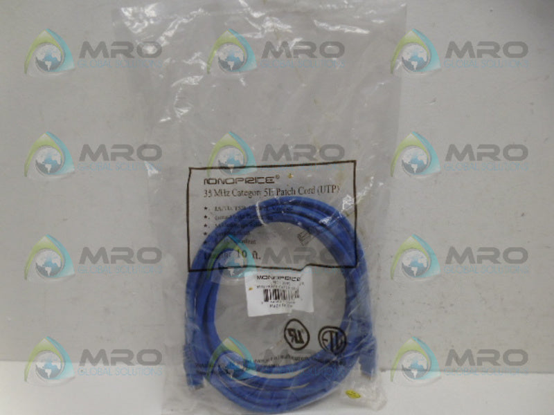 MONOPRICE CAT5E-10-BLUE ETHERNET NETWORK CABLE NSMP