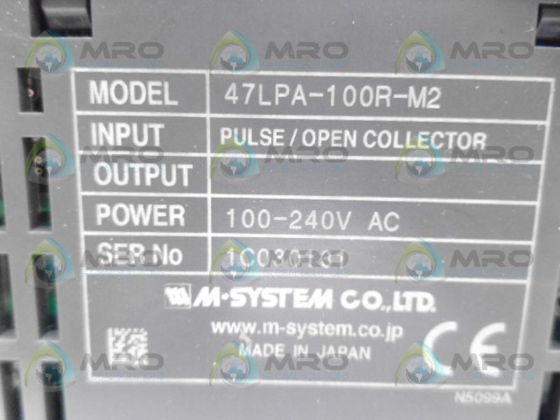 M-SYSTEM 47LPA-100R-M2 PANEL METER UNMP
