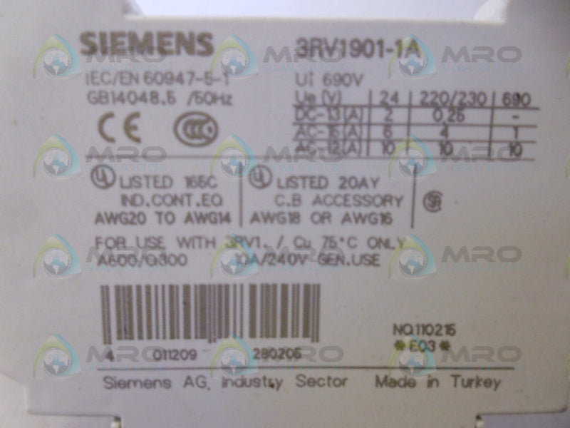 SIEMENS BRV1901-1A CONACT BLOCK UNMP