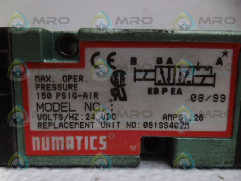 NUMATICS 081SS402M SOLENOID VALVE UNMP