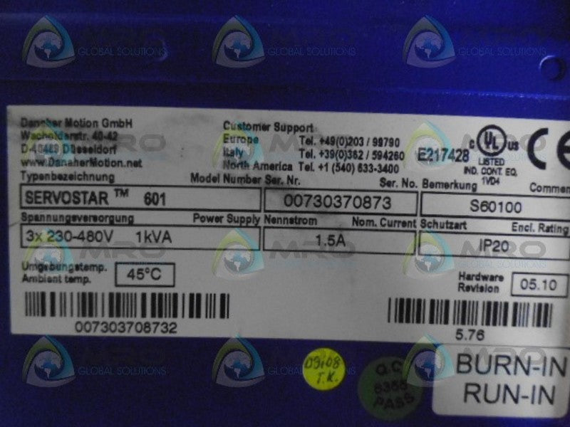 BOBRY SERVO STAR 601 3X 2360/480V 1KVA SERVO DRIVE UNMP